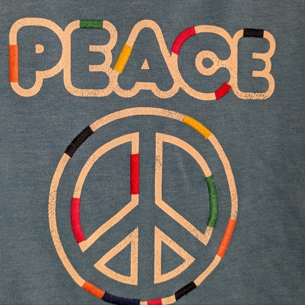 Gymboree PEACE Cropped Hooded Sweatshirt with Colorful Embroidery Girls' S 5/6 - Picture 3 of 9